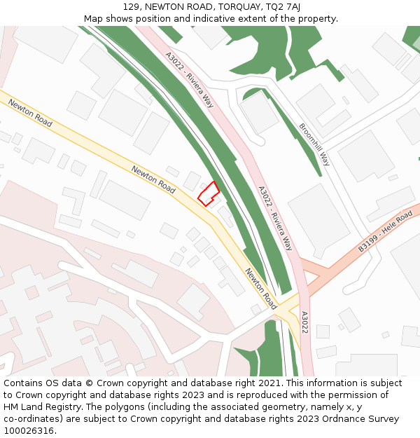 129, NEWTON ROAD, TORQUAY, TQ2 7AJ: Location map and indicative extent of plot