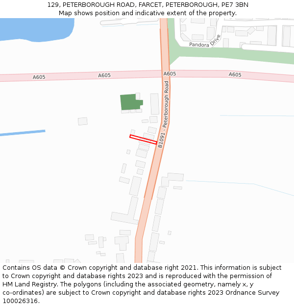 129, PETERBOROUGH ROAD, FARCET, PETERBOROUGH, PE7 3BN: Location map and indicative extent of plot
