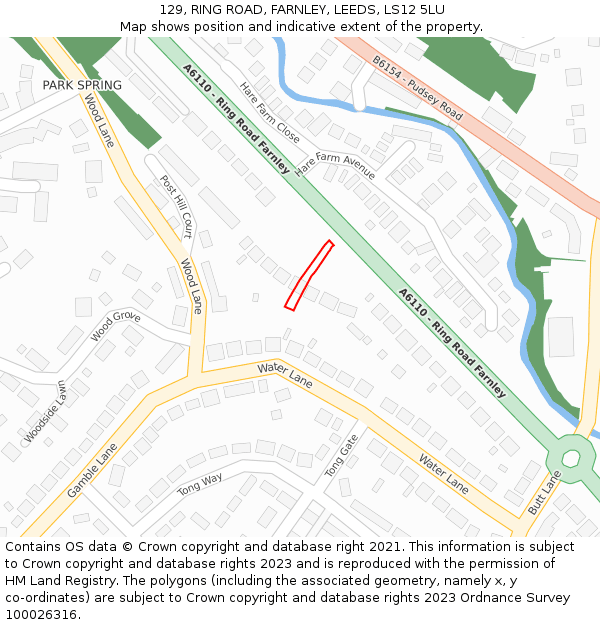 129, RING ROAD, FARNLEY, LEEDS, LS12 5LU: Location map and indicative extent of plot