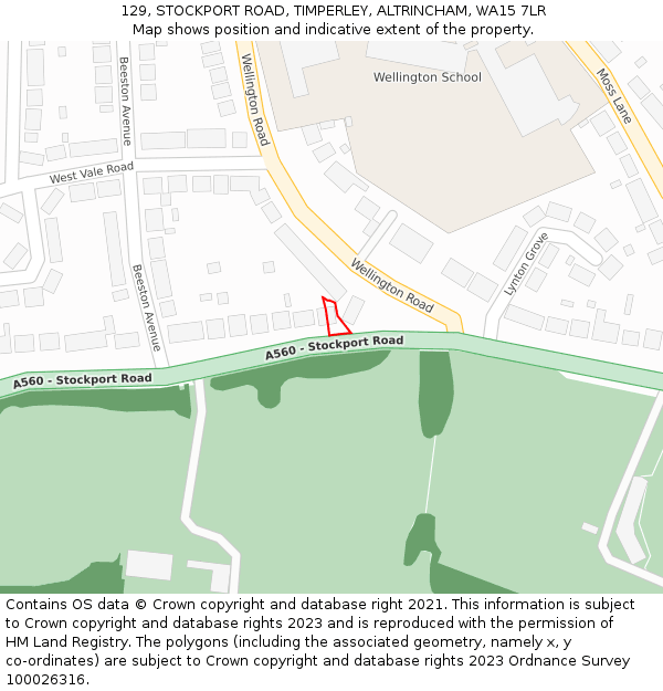 129, STOCKPORT ROAD, TIMPERLEY, ALTRINCHAM, WA15 7LR: Location map and indicative extent of plot
