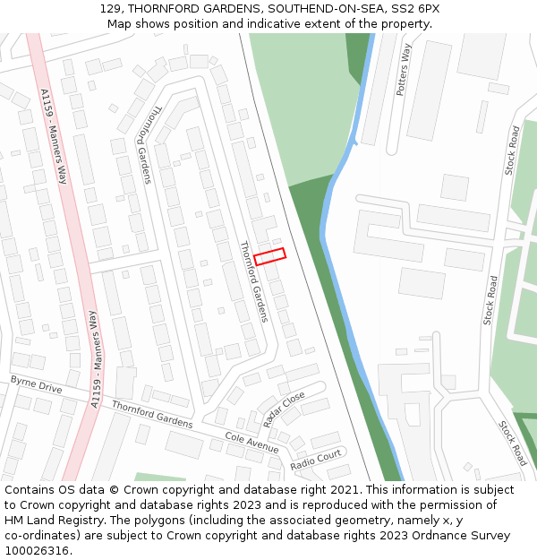 129, THORNFORD GARDENS, SOUTHEND-ON-SEA, SS2 6PX: Location map and indicative extent of plot