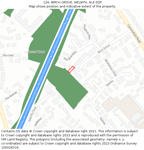 12A, BIRCH GROVE, WELWYN, AL6 0QP: Location map and indicative extent of plot