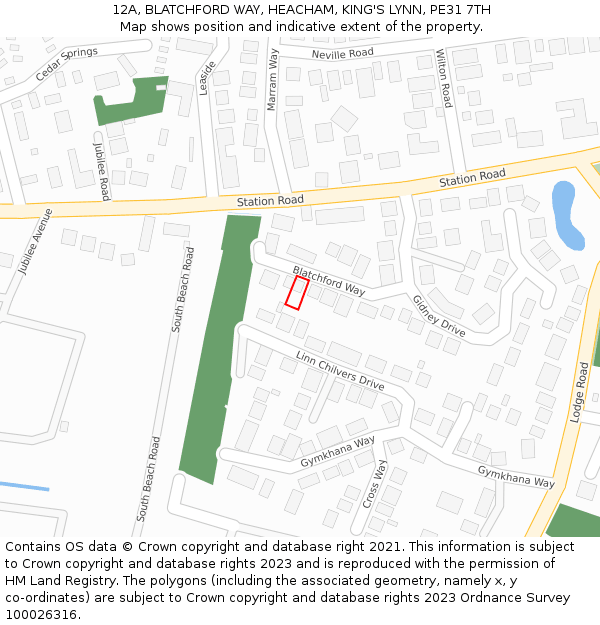 12A, BLATCHFORD WAY, HEACHAM, KING'S LYNN, PE31 7TH: Location map and indicative extent of plot