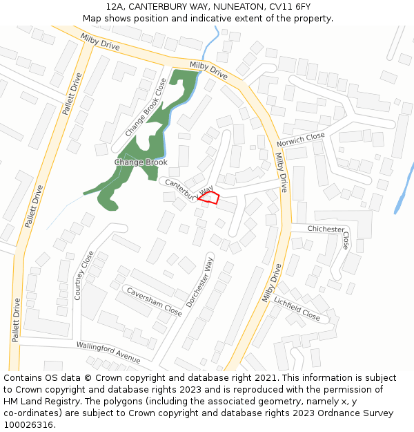 12A, CANTERBURY WAY, NUNEATON, CV11 6FY: Location map and indicative extent of plot