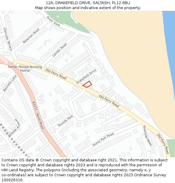 12A, DRAKEFIELD DRIVE, SALTASH, PL12 6BU: Location map and indicative extent of plot