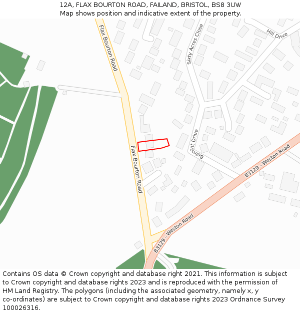 12A, FLAX BOURTON ROAD, FAILAND, BRISTOL, BS8 3UW: Location map and indicative extent of plot