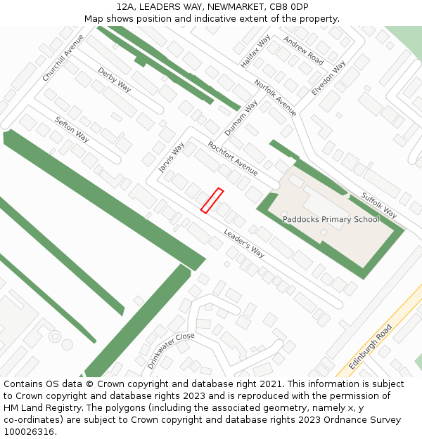 12A, LEADERS WAY, NEWMARKET, CB8 0DP: Location map and indicative extent of plot