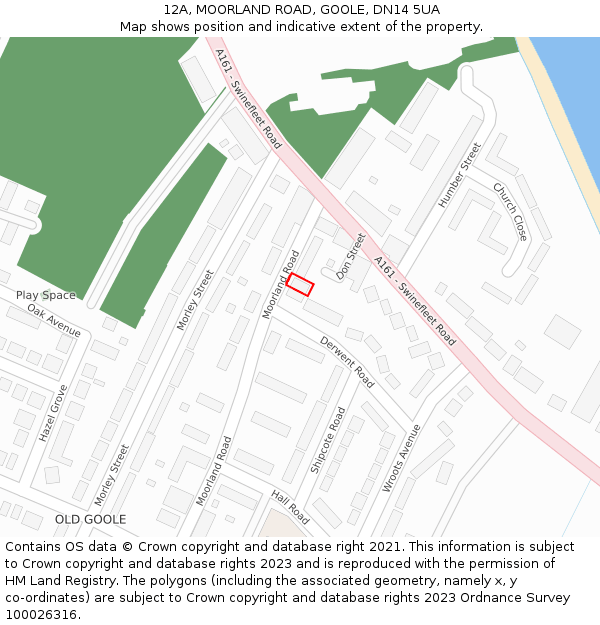 12A, MOORLAND ROAD, GOOLE, DN14 5UA: Location map and indicative extent of plot
