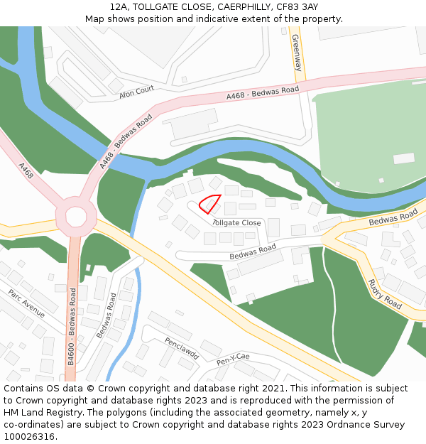 12A, TOLLGATE CLOSE, CAERPHILLY, CF83 3AY: Location map and indicative extent of plot