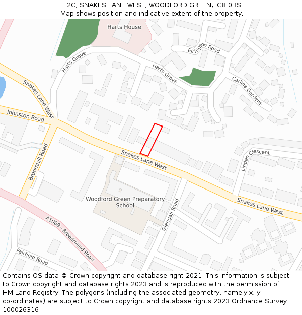 12C, SNAKES LANE WEST, WOODFORD GREEN, IG8 0BS: Location map and indicative extent of plot