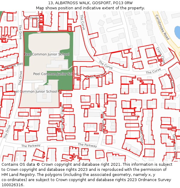 13, ALBATROSS WALK, GOSPORT, PO13 0RW: Location map and indicative extent of plot