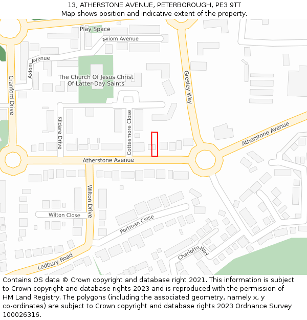 13, ATHERSTONE AVENUE, PETERBOROUGH, PE3 9TT: Location map and indicative extent of plot