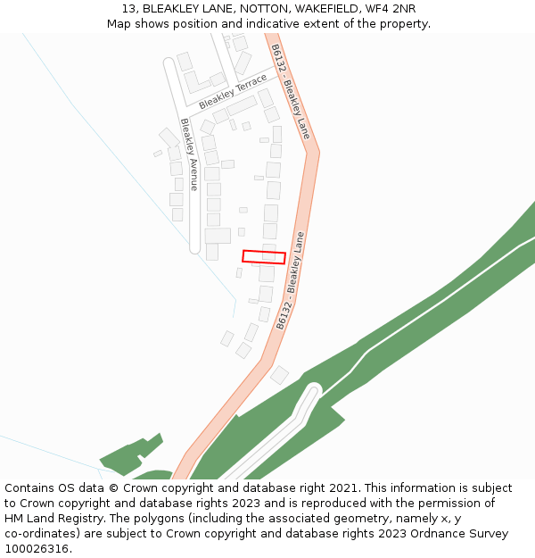 13, BLEAKLEY LANE, NOTTON, WAKEFIELD, WF4 2NR: Location map and indicative extent of plot