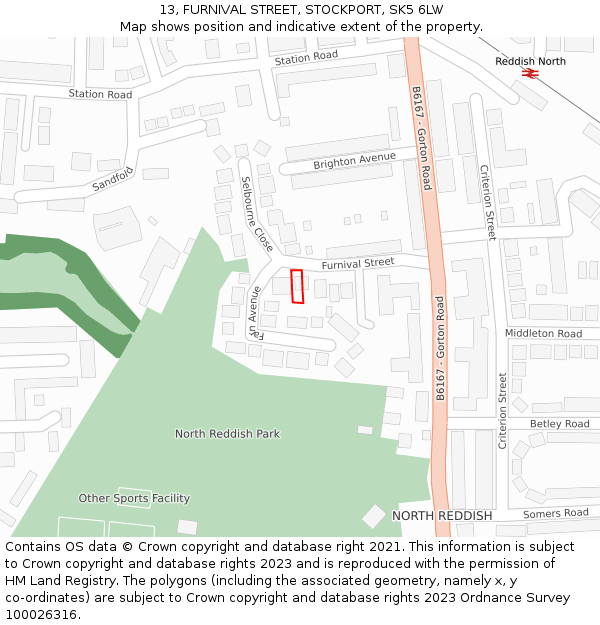 13, FURNIVAL STREET, STOCKPORT, SK5 6LW: Location map and indicative extent of plot