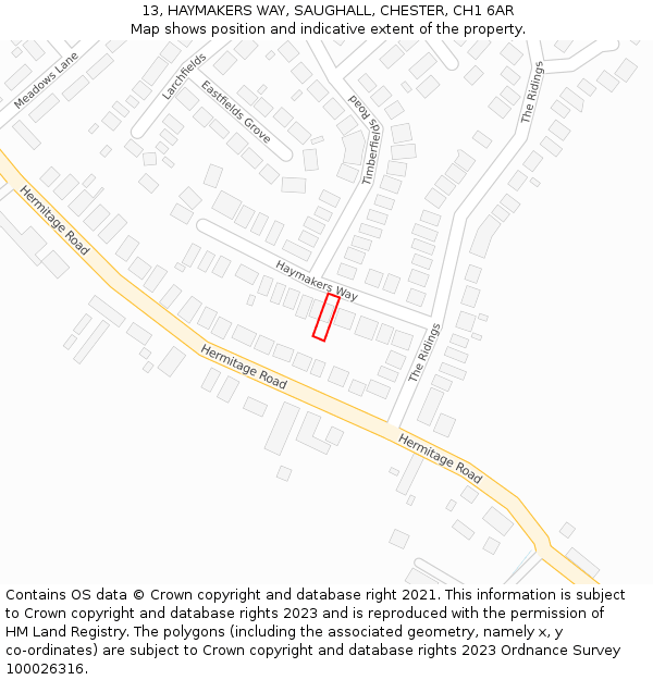 13, HAYMAKERS WAY, SAUGHALL, CHESTER, CH1 6AR: Location map and indicative extent of plot