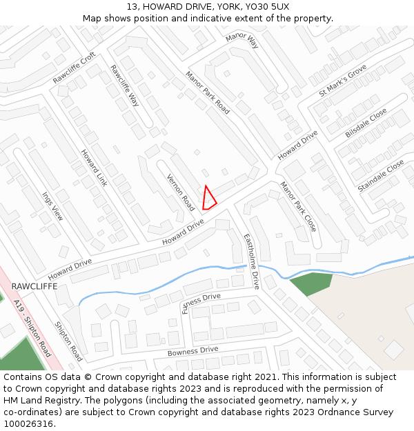 13, HOWARD DRIVE, YORK, YO30 5UX: Location map and indicative extent of plot