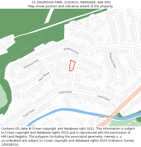 13, KINGROSIA PARK, CLYDACH, SWANSEA, SA6 5PN: Location map and indicative extent of plot