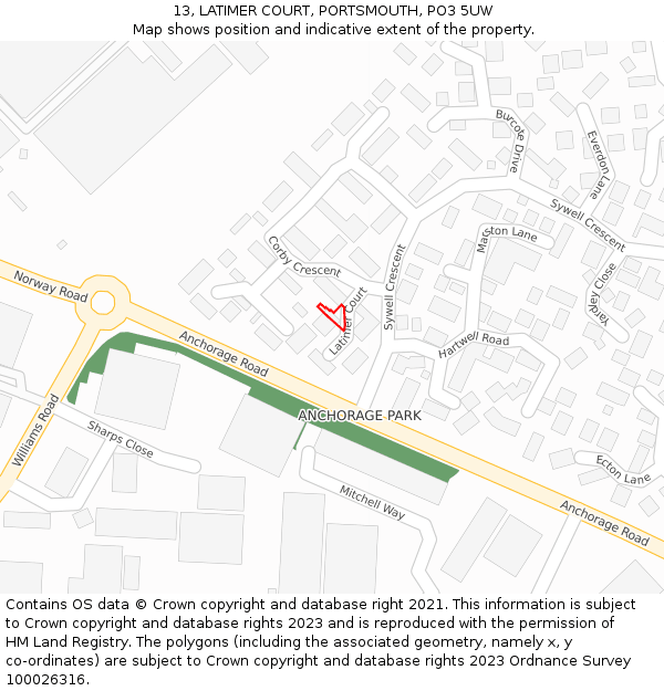 13, LATIMER COURT, PORTSMOUTH, PO3 5UW: Location map and indicative extent of plot