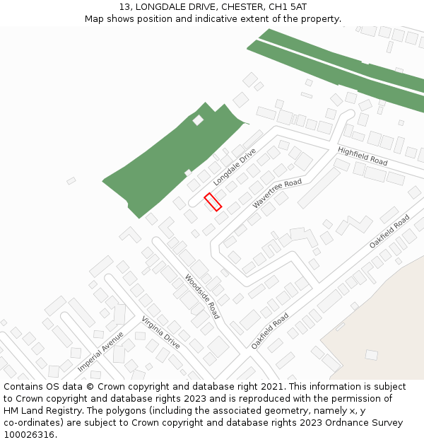 13, LONGDALE DRIVE, CHESTER, CH1 5AT: Location map and indicative extent of plot