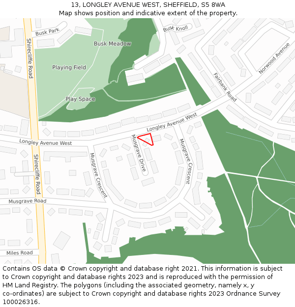 13, LONGLEY AVENUE WEST, SHEFFIELD, S5 8WA: Location map and indicative extent of plot
