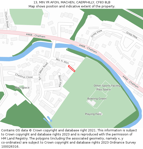 13, MIN YR AFON, MACHEN, CAERPHILLY, CF83 8LB: Location map and indicative extent of plot