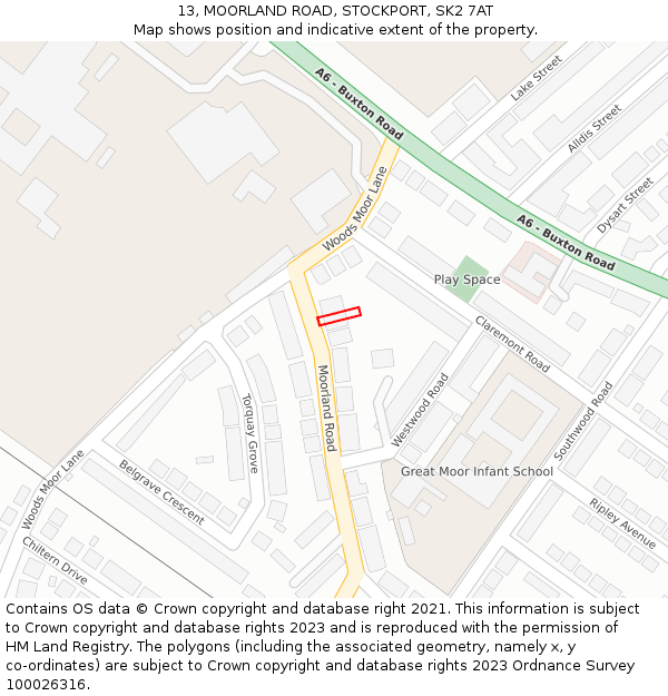 13, MOORLAND ROAD, STOCKPORT, SK2 7AT: Location map and indicative extent of plot