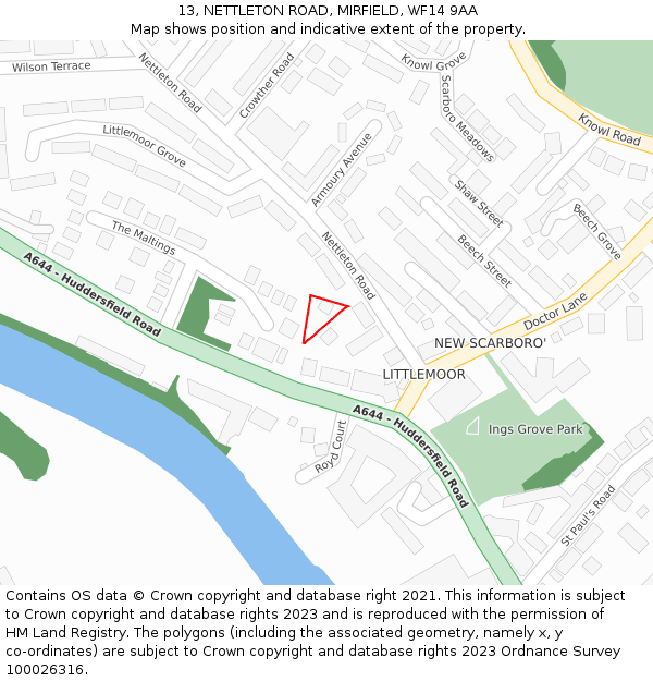 13, NETTLETON ROAD, MIRFIELD, WF14 9AA: Location map and indicative extent of plot