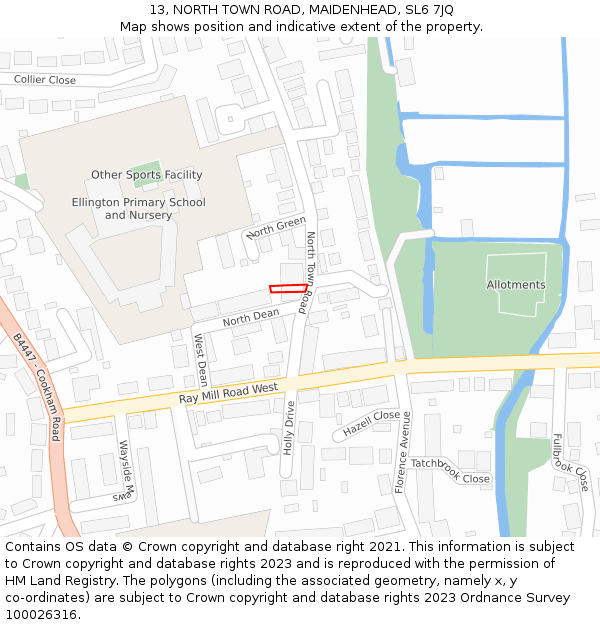 13, NORTH TOWN ROAD, MAIDENHEAD, SL6 7JQ: Location map and indicative extent of plot