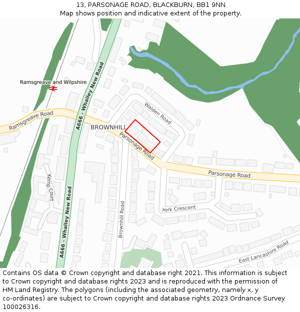 13, PARSONAGE ROAD, BLACKBURN, BB1 9NN: Location map and indicative extent of plot