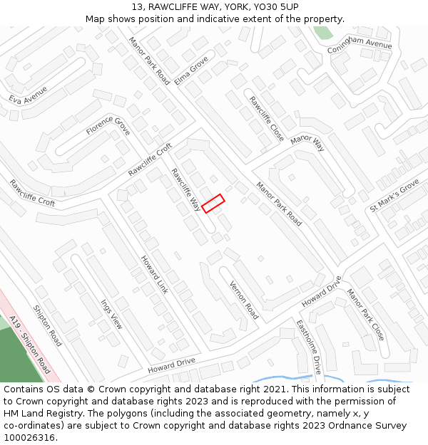 13, RAWCLIFFE WAY, YORK, YO30 5UP: Location map and indicative extent of plot