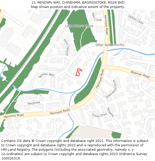 13, RENOWN WAY, CHINEHAM, BASINGSTOKE, RG24 8XD: Location map and indicative extent of plot