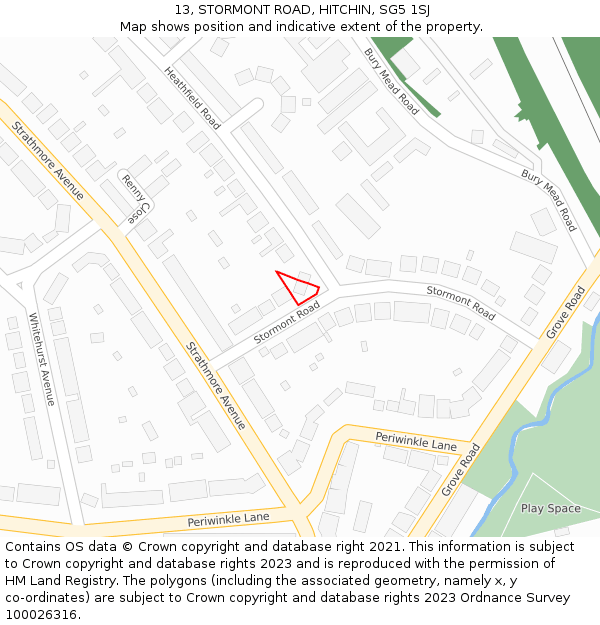 13, STORMONT ROAD, HITCHIN, SG5 1SJ: Location map and indicative extent of plot