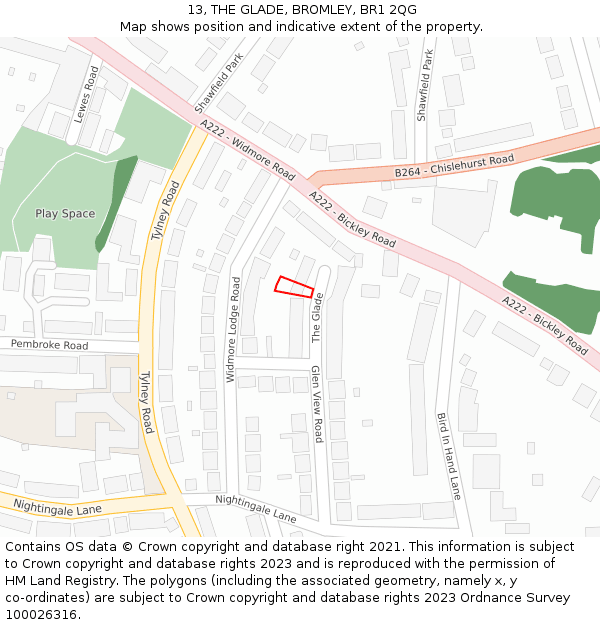13, THE GLADE, BROMLEY, BR1 2QG: Location map and indicative extent of plot