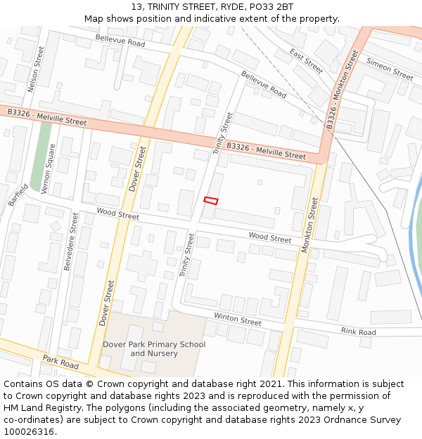 13, TRINITY STREET, RYDE, PO33 2BT: Location map and indicative extent of plot