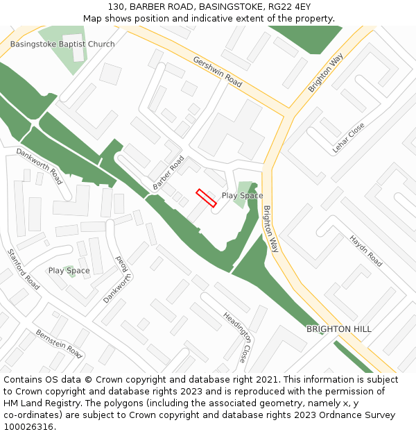 130, BARBER ROAD, BASINGSTOKE, RG22 4EY: Location map and indicative extent of plot