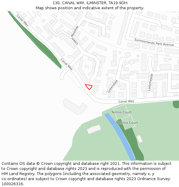 130, CANAL WAY, ILMINSTER, TA19 9DH: Location map and indicative extent of plot