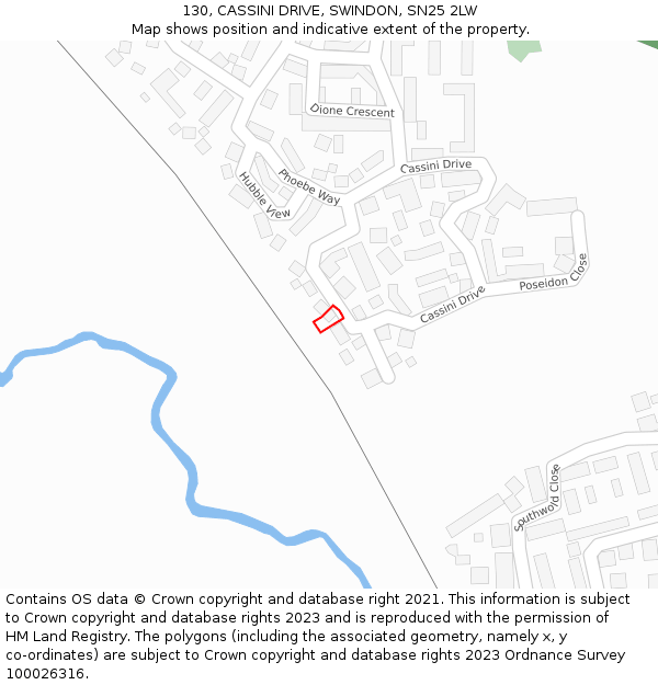 130, CASSINI DRIVE, SWINDON, SN25 2LW: Location map and indicative extent of plot