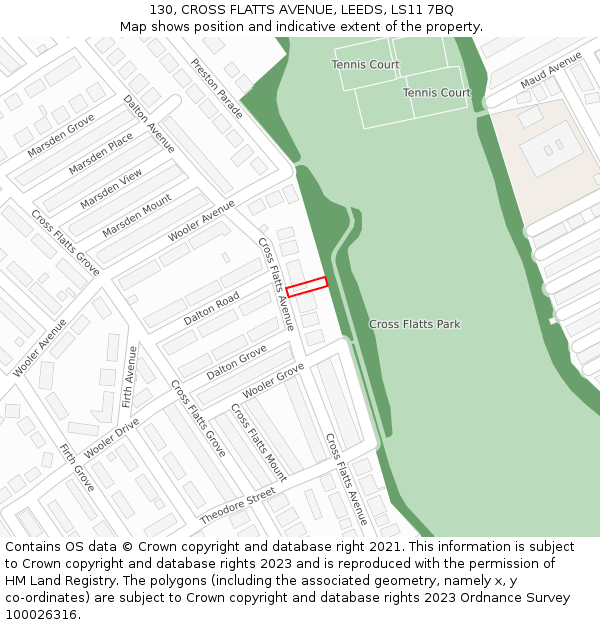 130, CROSS FLATTS AVENUE, LEEDS, LS11 7BQ: Location map and indicative extent of plot