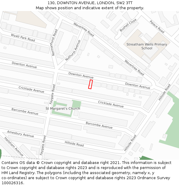 130, DOWNTON AVENUE, LONDON, SW2 3TT: Location map and indicative extent of plot