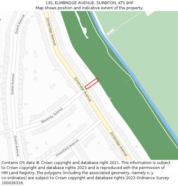 130, ELMBRIDGE AVENUE, SURBITON, KT5 9HF: Location map and indicative extent of plot