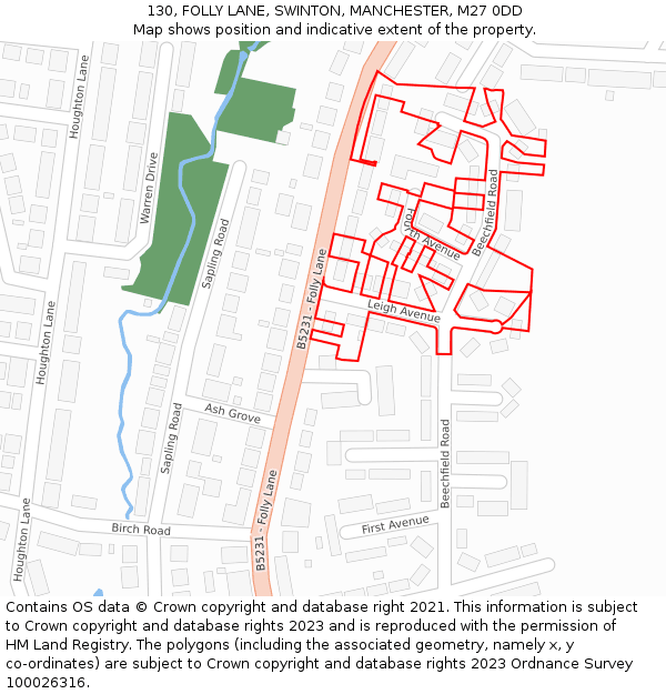 130, FOLLY LANE, SWINTON, MANCHESTER, M27 0DD: Location map and indicative extent of plot