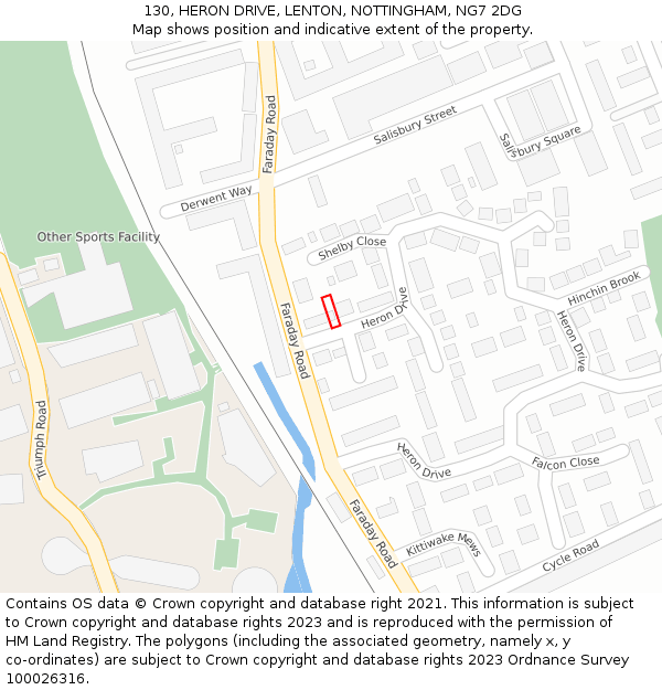 130, HERON DRIVE, LENTON, NOTTINGHAM, NG7 2DG: Location map and indicative extent of plot