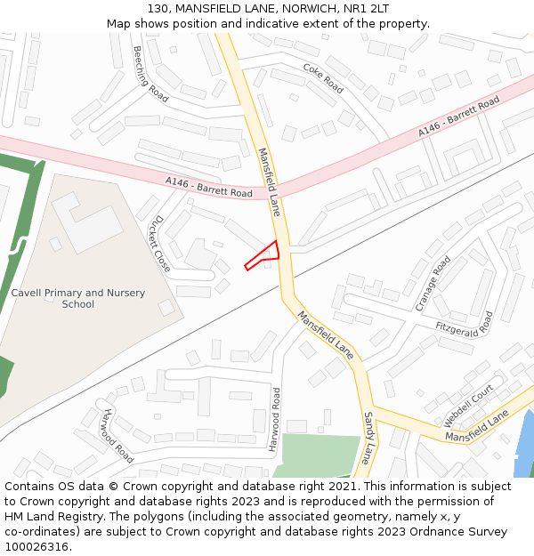 130, MANSFIELD LANE, NORWICH, NR1 2LT: Location map and indicative extent of plot