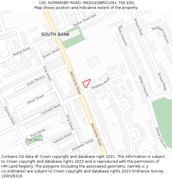 130, NORMANBY ROAD, MIDDLESBROUGH, TS6 6SD: Location map and indicative extent of plot
