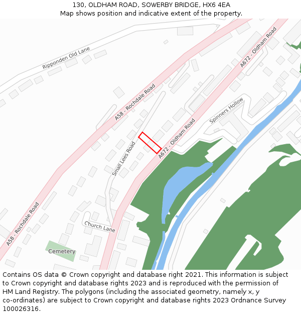 130, OLDHAM ROAD, SOWERBY BRIDGE, HX6 4EA: Location map and indicative extent of plot