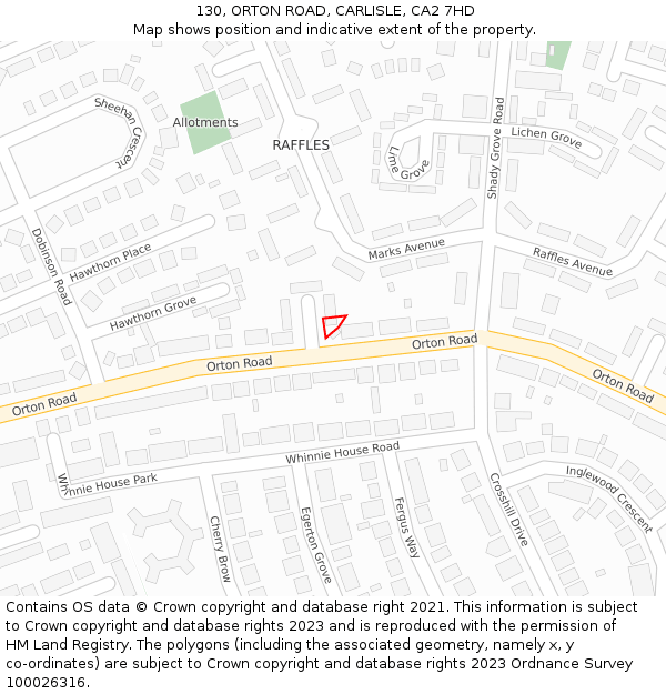 130, ORTON ROAD, CARLISLE, CA2 7HD: Location map and indicative extent of plot