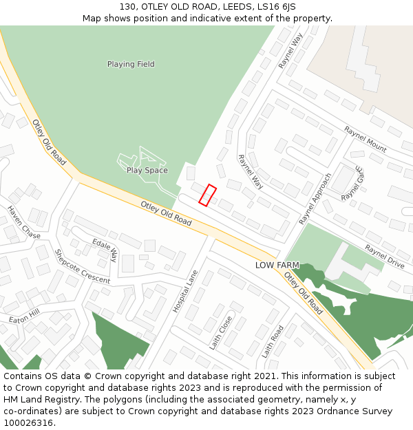 130, OTLEY OLD ROAD, LEEDS, LS16 6JS: Location map and indicative extent of plot