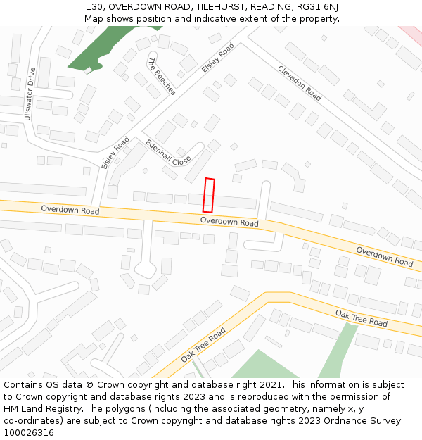 130, OVERDOWN ROAD, TILEHURST, READING, RG31 6NJ: Location map and indicative extent of plot