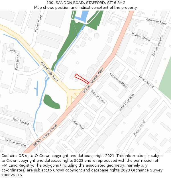130, SANDON ROAD, STAFFORD, ST16 3HG: Location map and indicative extent of plot