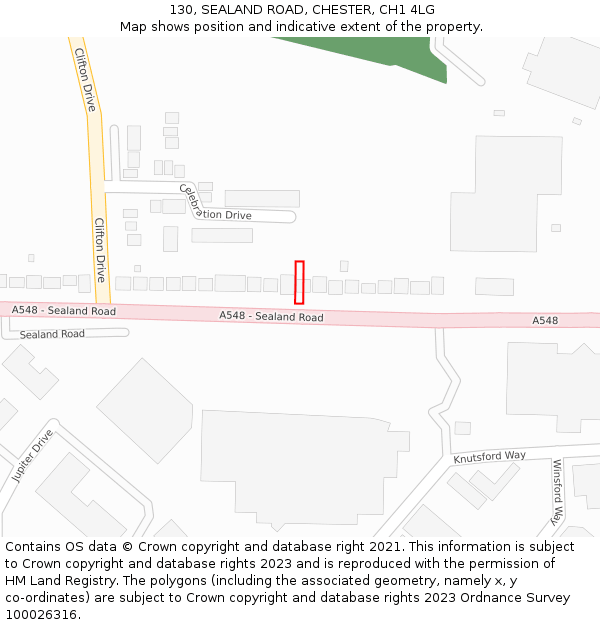 130, SEALAND ROAD, CHESTER, CH1 4LG: Location map and indicative extent of plot